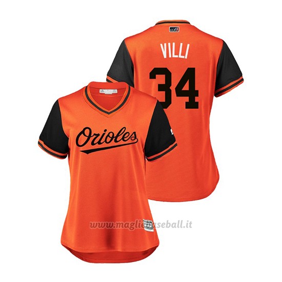 Maglia Baseball Donna Baltimore Orioles Jonathan Villar 2018 Llws Players Weekend Villi Orange